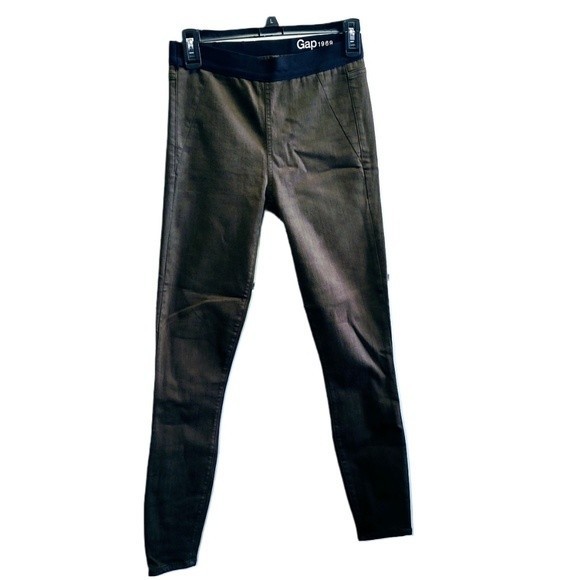 GAP 1969 RESOLUTION SOFT OLIVE GREEN PULL-ON LEGGINGS ELASTIC WAISTBAND SIZE 26R - Picture 1 of 5